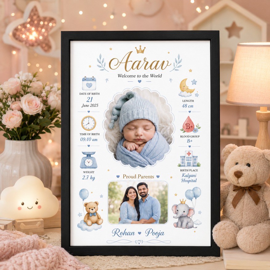 Personalised Baby Birth Stats Frame